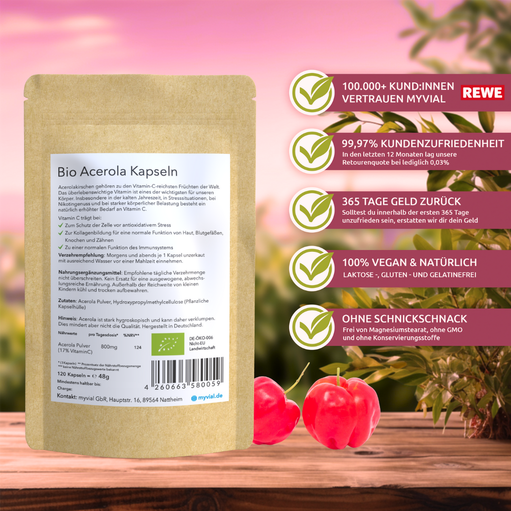 Bio Vitamin C Kapseln aus Acerola