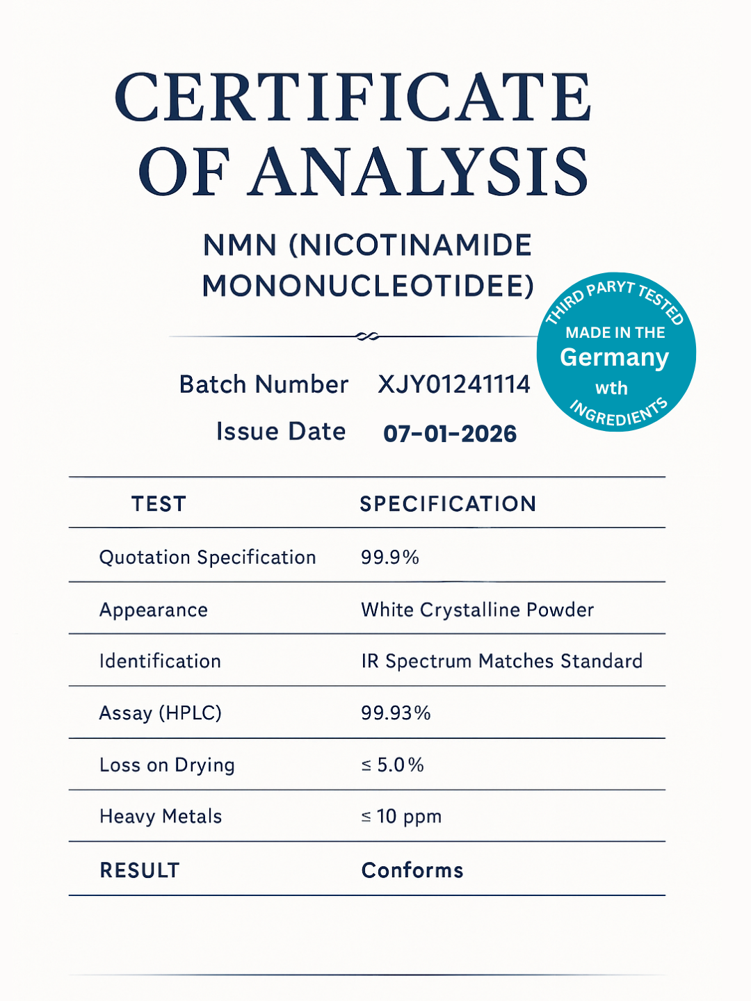 NMN Powder - Nicotinamide Mononucleotide