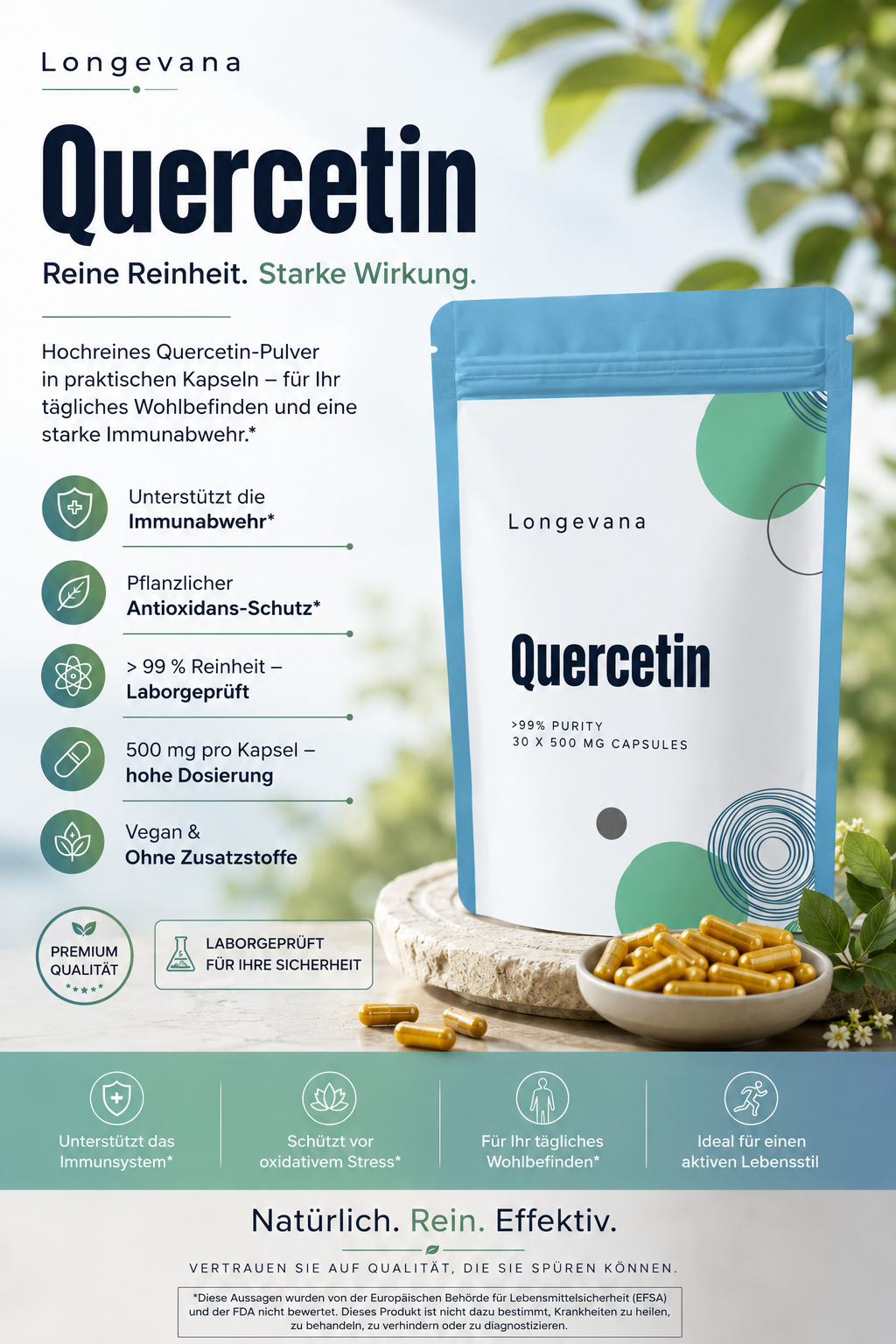 Quercetin 99% – 30 x 500mg Capsules