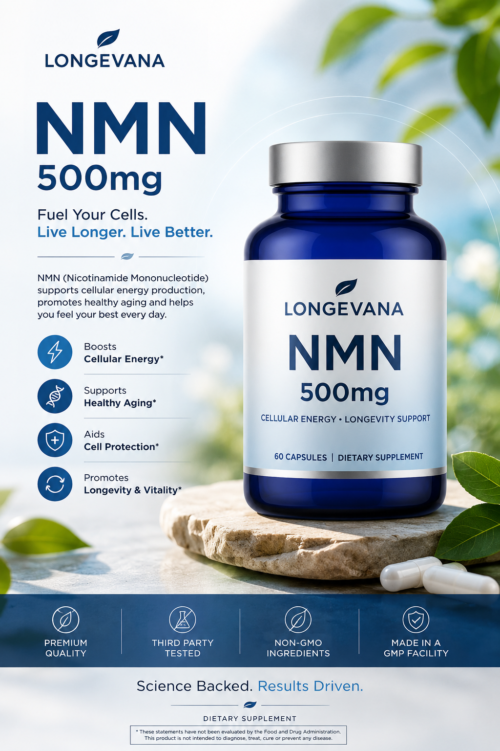 NMN 500mg - NAD+ Booster | Longevana